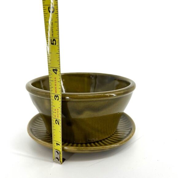 Monmouth Maple Leaf USA Pottery Green Bowl and Plate Platter Set - Picture 4 of 8